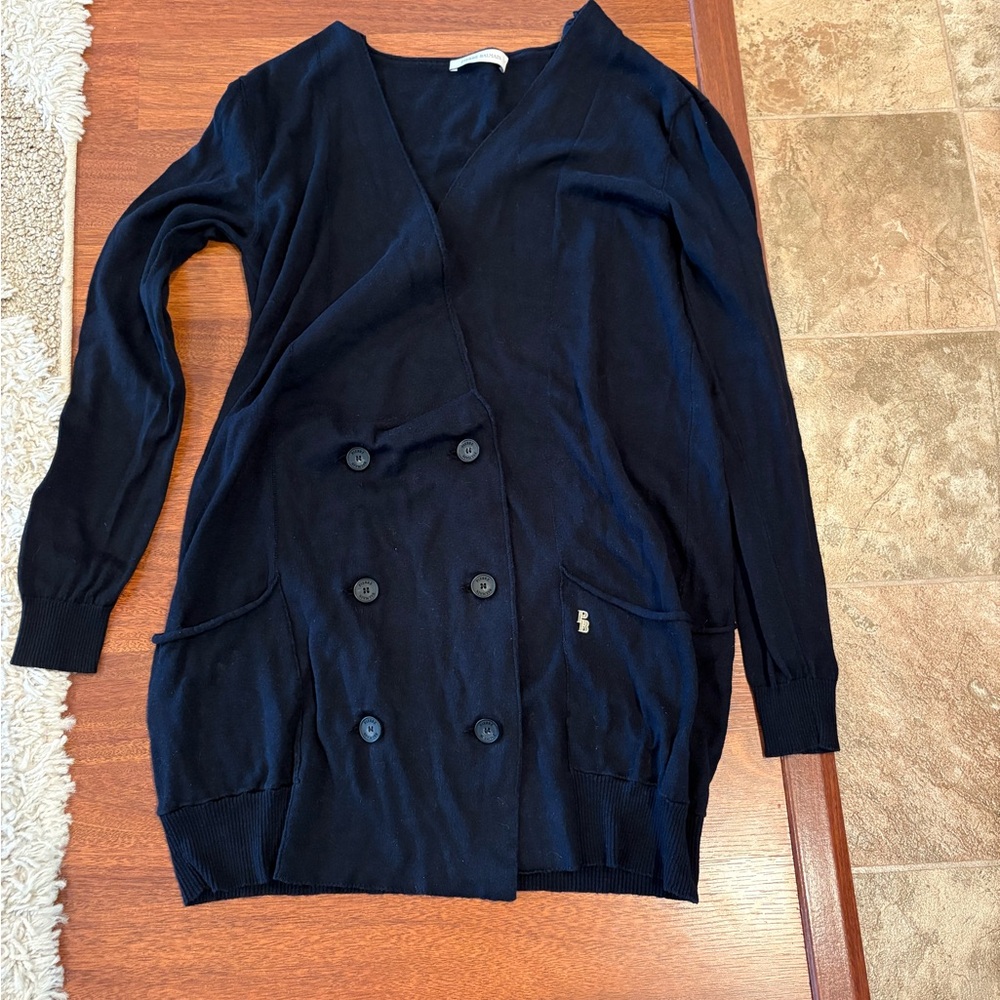 Men’s Vintage Pierre Balmain Black Double-Breasted Sweater Cardigan Large